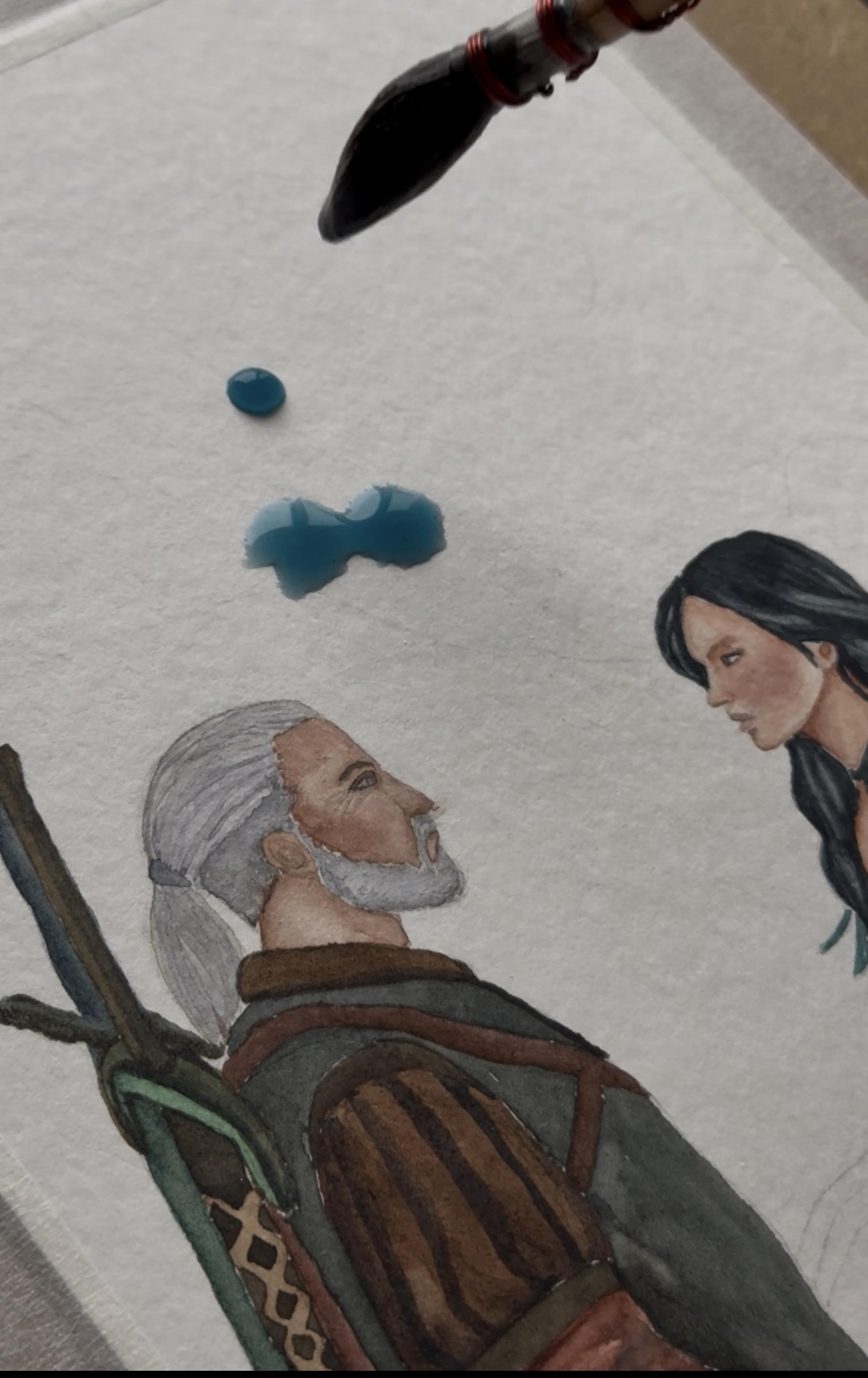 Yennefer & Geralt Watercolor Painting