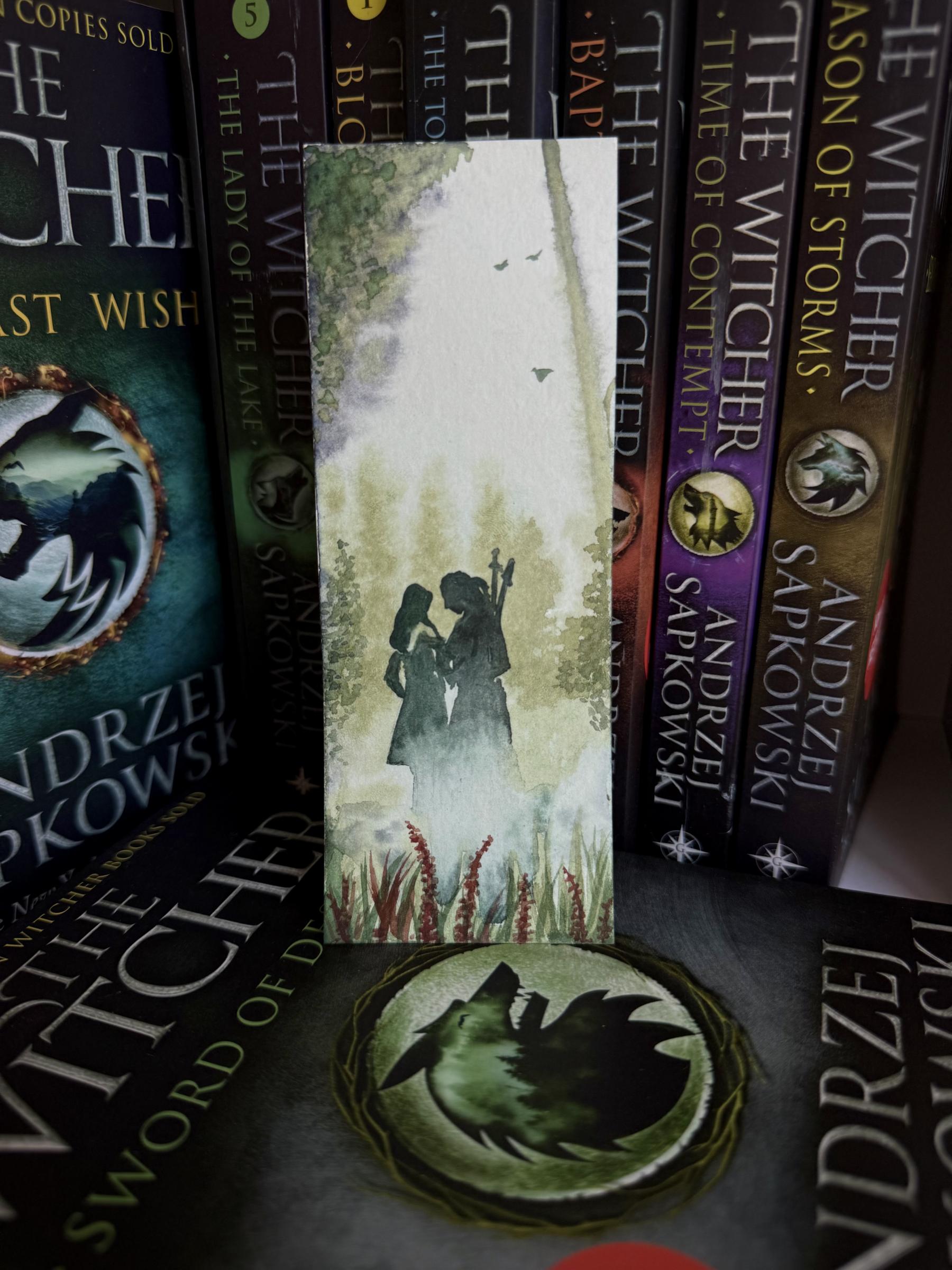 Yennefer & Geralt Silhouette Watercolor Bookmark