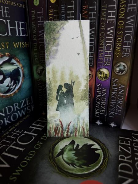 Yennefer & Geralt Silhouette Watercolor Bookmark